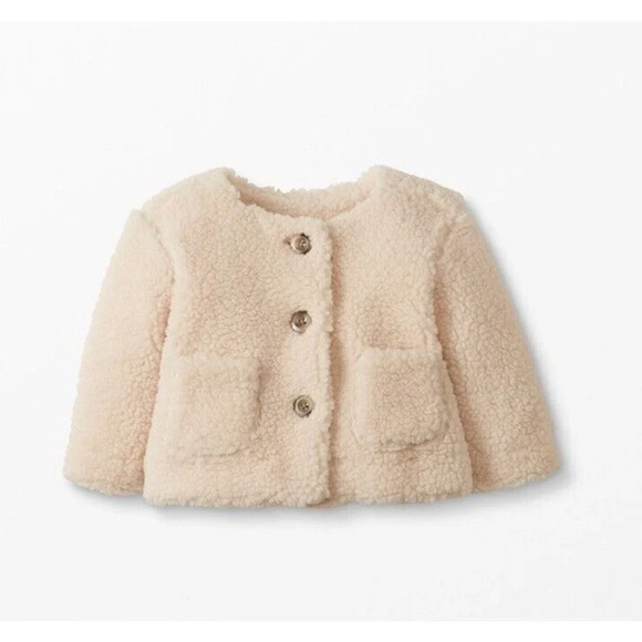 Hanna‎ Andersson Size 18-24 Months Baby Faux Shearling Jacket Coat in Light Oat - Picture 1 of 10